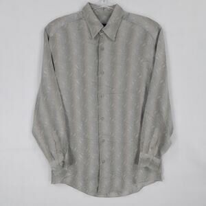 Jhane Barnes Shirt Mens Medium Gray Abstract Pattern Retro Business Office Italy